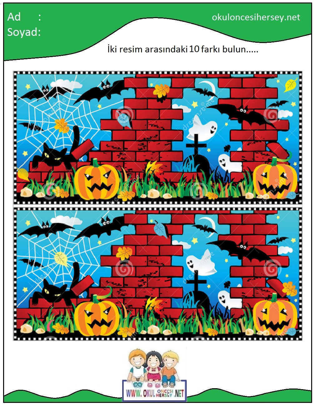 okul öncesi İki Resim Arasındaki Farkı Bul